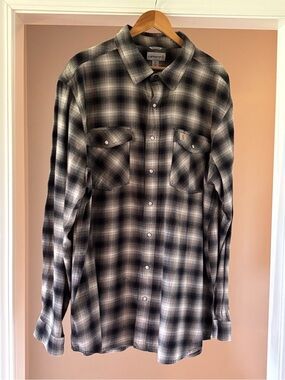 Carhartt Men’s 2XLT Black & White Plaid Pearl Snap Shirt